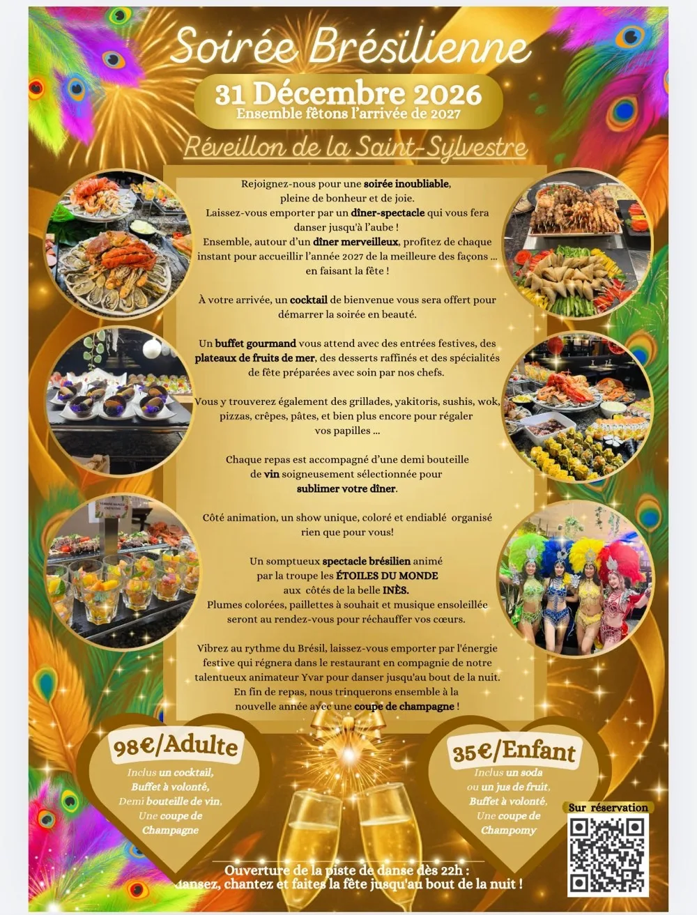 Affiche Soirée Brésilienne, Réveillon du 31 décembre au restaurant ABDM*